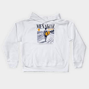 Vintage Surfing Menakoz, Sopelana, Spain // Retro Surfer Sketch // Surfer's Paradise Kids Hoodie